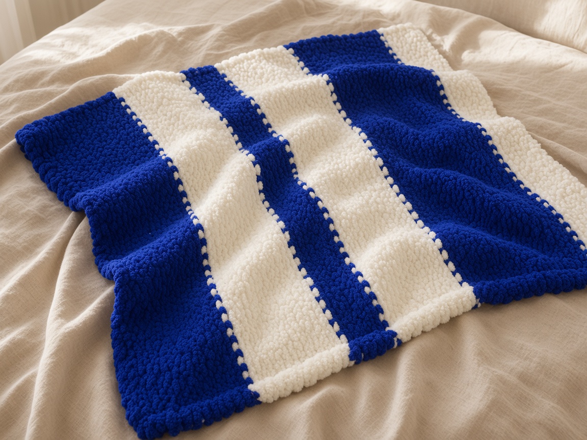 Blue & white stripe throw
