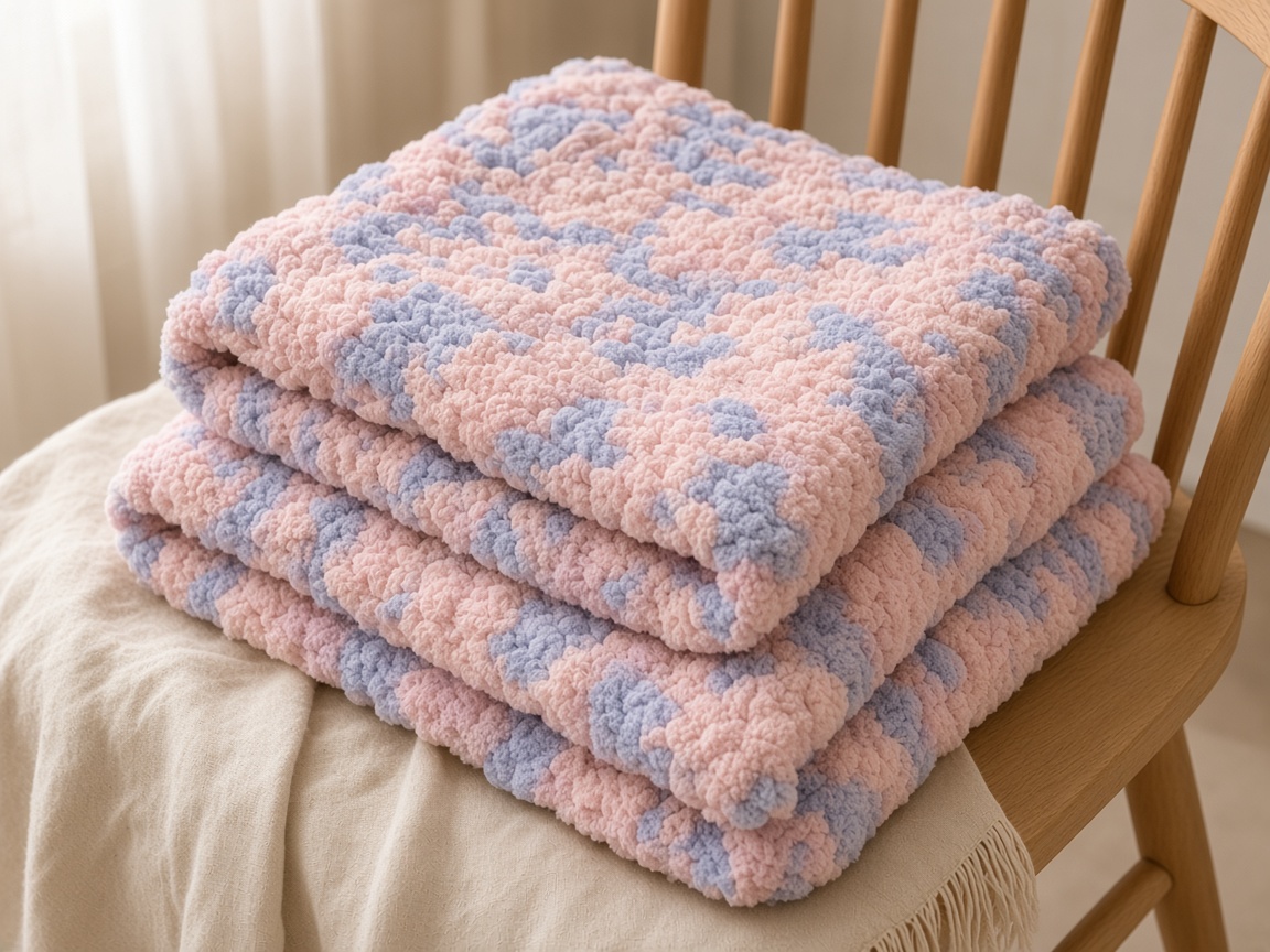 Pink and periwinkle throw